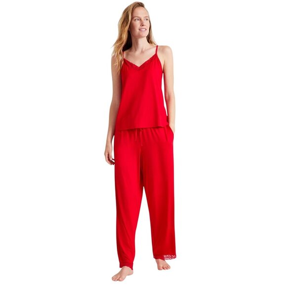 NEW State Of Day Womens Lace-Trim Pajama Pants 100198303MS Tango Red 2XL - Picture 8 of 8